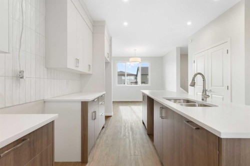 688 Buffaloberry Manor Se, Calgary, AB - Indoor Photo Showing Kitchen With Double Sink