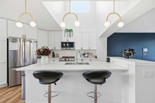 41 New Brighton Green Se, Calgary, AB - Indoor Photo Showing Kitchen With Double Sink With Upgraded Kitchen