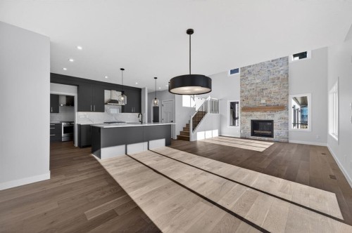 709 Dawson Place, Chestermere, AB - Indoor With Fireplace