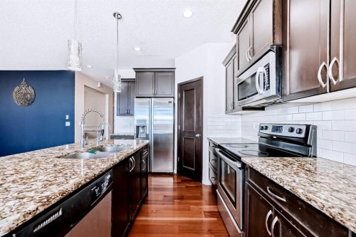 46 Cranford Gardens Se, Calgary, AB - Indoor Photo Showing Kitchen With Stainless Steel Kitchen With Double Sink With Upgraded Kitchen