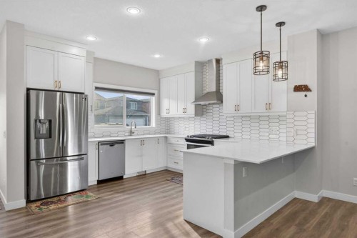 210 Cornerstone Crescent Ne, Calgary, AB - Indoor Photo Showing Kitchen With Stainless Steel Kitchen With Upgraded Kitchen