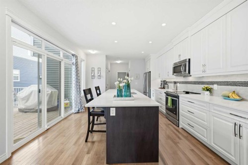 8 Redstone Passage Ne, Calgary, AB - Indoor Photo Showing Kitchen With Upgraded Kitchen