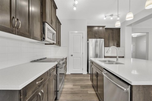 235 Kinniburgh Road, Chestermere, AB - Indoor Photo Showing Kitchen With Stainless Steel Kitchen With Double Sink With Upgraded Kitchen