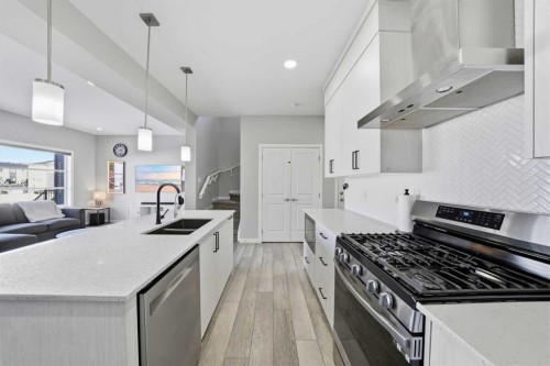 704 Creekstone Circle Sw, Calgary, AB - Indoor Photo Showing Kitchen With Double Sink With Upgraded Kitchen