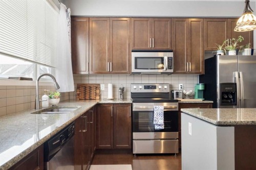 1815 Copperfield Boulevard Se, Calgary, AB - Indoor Photo Showing Kitchen With Stainless Steel Kitchen With Double Sink With Upgraded Kitchen