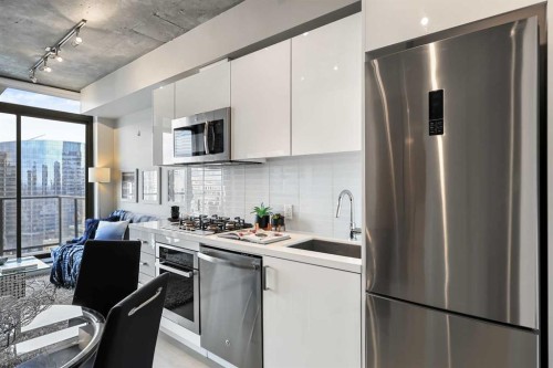 1405-1010 6 Street Sw, Calgary, AB - Indoor Photo Showing Kitchen With Stainless Steel Kitchen With Upgraded Kitchen