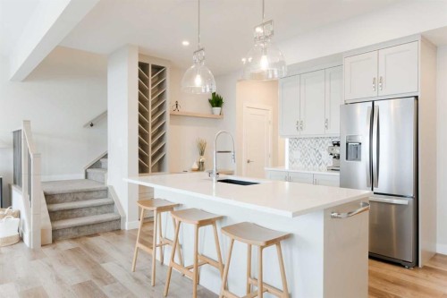 156 Precedence View, Cochrane, AB - Indoor Photo Showing Kitchen With Upgraded Kitchen