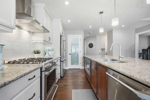 308 Viewpointe Terrace, Chestermere, AB - Indoor Photo Showing Kitchen With Stainless Steel Kitchen With Double Sink With Upgraded Kitchen
