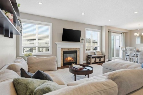 308 Viewpointe Terrace, Chestermere, AB - Indoor Photo Showing Living Room With Fireplace