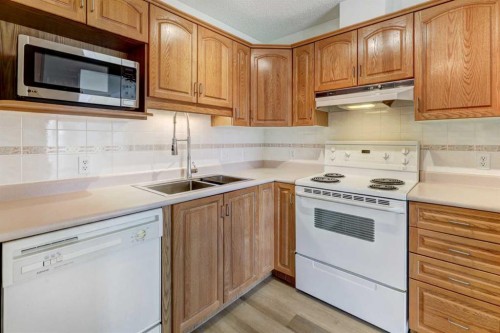 309-3309 Hawksbrow Point Nw, Calgary, AB - Indoor Photo Showing Kitchen With Double Sink