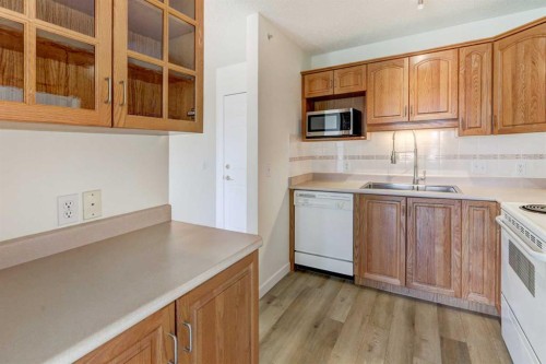 309-3309 Hawksbrow Point Nw, Calgary, AB - Indoor Photo Showing Kitchen With Double Sink