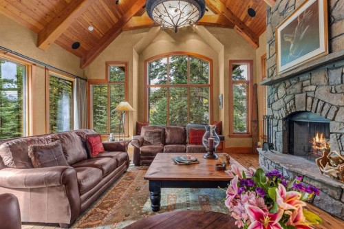 163 Cairns Landing, Canmore, AB - Indoor Photo Showing Living Room With Fireplace