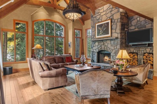 163 Cairns Landing, Canmore, AB - Indoor Photo Showing Living Room With Fireplace