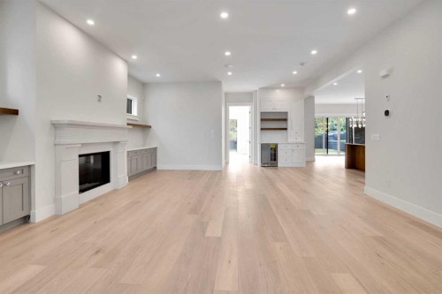435 Patterson Boulevard Sw, Calgary, AB - Indoor Photo Showing Living Room With Fireplace