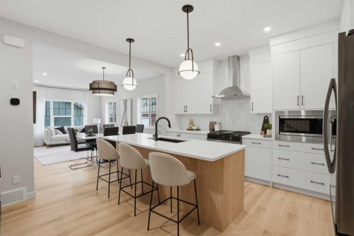 64 Buffaloberry Manor Se, Calgary, AB - Indoor Photo Showing Kitchen With Upgraded Kitchen