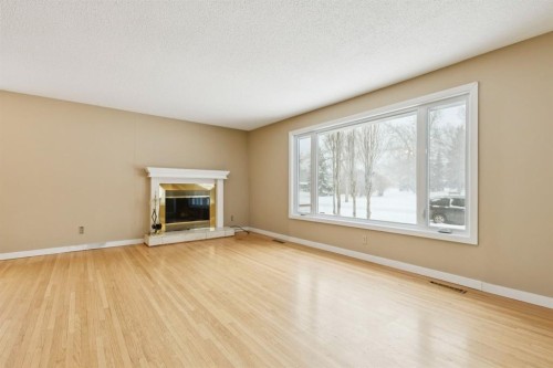 389 Capri Avenue Nw, Calgary, AB - Indoor Photo Showing Living Room With Fireplace