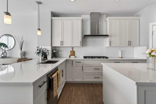 126 Bayview Circle Sw, Airdrie, AB - Indoor Photo Showing Kitchen With Upgraded Kitchen