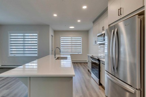 113-55 Wolf Hollow Crescent Se, Calgary, AB - Indoor Photo Showing Kitchen With Stainless Steel Kitchen With Double Sink With Upgraded Kitchen