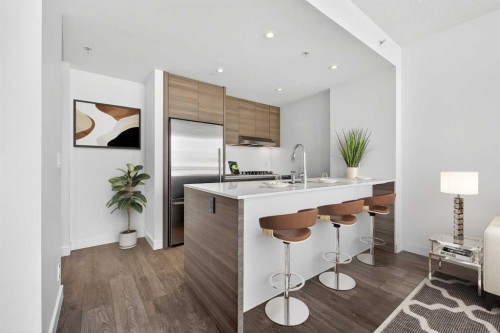 908-1501 6 Street Sw, Calgary, AB - Indoor Photo Showing Kitchen With Stainless Steel Kitchen With Upgraded Kitchen