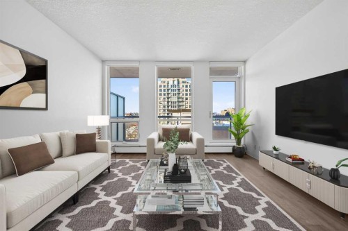908-1501 6 Street Sw, Calgary, AB - Indoor Photo Showing Living Room