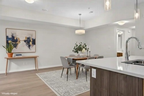 203-400 Belmont Street Sw, Calgary, AB - Indoor Photo Showing Kitchen With Double Sink