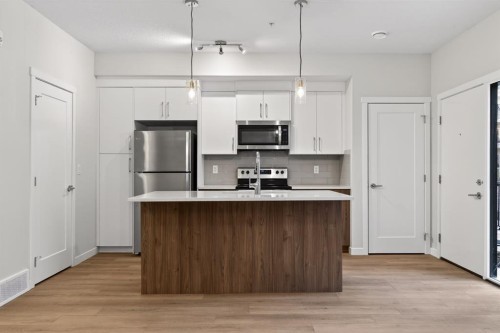 203-400 Belmont Street Sw, Calgary, AB - Indoor Photo Showing Kitchen