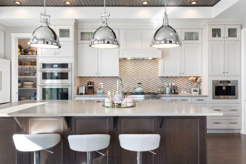 800 E Lakeview Road, Chestermere, AB - Indoor Photo Showing Kitchen With Upgraded Kitchen