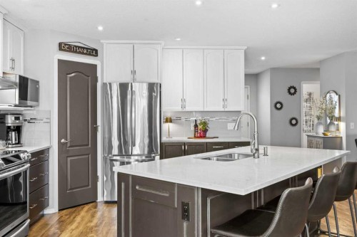 390 Cove Road, Chestermere, AB - Indoor Photo Showing Kitchen With Stainless Steel Kitchen With Double Sink With Upgraded Kitchen