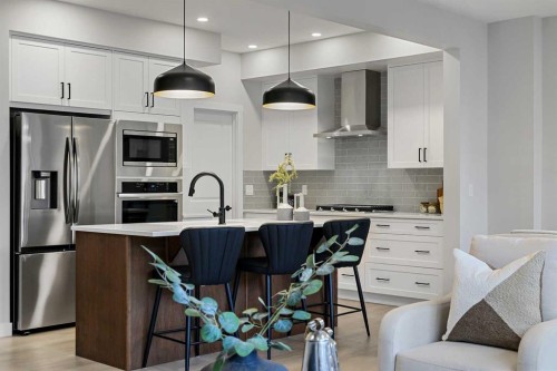 86 Versant Rise Sw, Calgary, AB - Indoor Photo Showing Kitchen With Stainless Steel Kitchen With Upgraded Kitchen