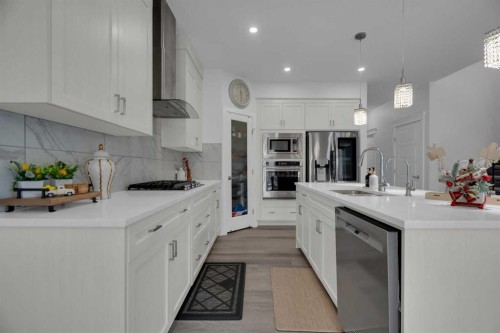 #208 Dawson Harbour Heights, Chestermere, AB - Indoor Photo Showing Kitchen With Upgraded Kitchen
