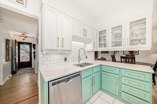 91 Chisholm Crescent Nw, Calgary, AB - Indoor Photo Showing Kitchen With Double Sink