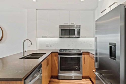 313-510 Edmonton Trail Ne, Calgary, AB - Indoor Photo Showing Kitchen With Double Sink With Upgraded Kitchen