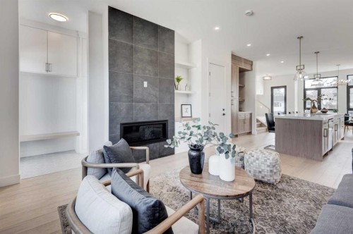 3716 44 Street Sw, Calgary, AB - Indoor Photo Showing Living Room With Fireplace