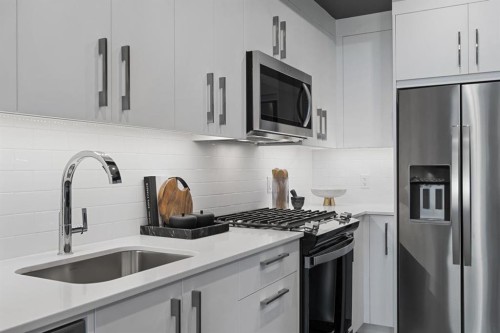 333-110 18A Street Nw, Calgary, AB - Indoor Photo Showing Kitchen With Stainless Steel Kitchen With Upgraded Kitchen