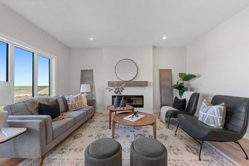 213 Clearview Court, Chestermere, AB - Indoor Photo Showing Living Room With Fireplace
