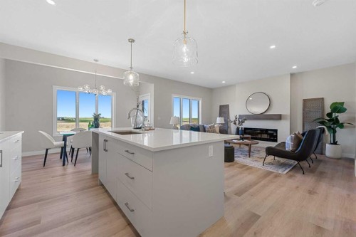 213 Clearview Court, Chestermere, AB - Indoor Photo Showing Kitchen With Fireplace With Upgraded Kitchen