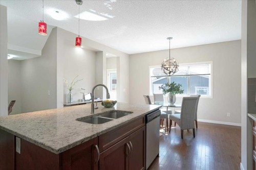 195 Marquis Common Se, Calgary, AB - Indoor Photo Showing Kitchen With Double Sink