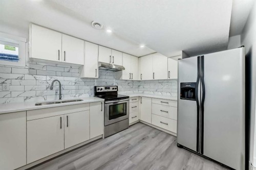 3504 33 Street Se, Calgary, AB - Indoor Photo Showing Kitchen With Double Sink