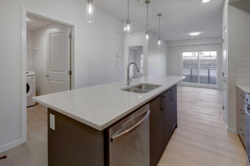 119-245 Edith Place Nw, Calgary, AB - Indoor Photo Showing Kitchen With Double Sink With Upgraded Kitchen
