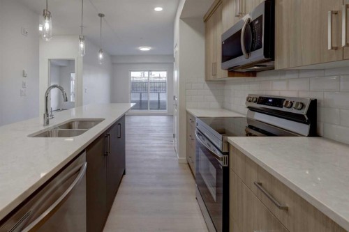 119-245 Edith Place Nw, Calgary, AB - Indoor Photo Showing Kitchen With Double Sink With Upgraded Kitchen