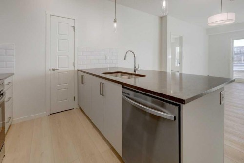 124-245 Edith Place Nw, Calgary, AB - Indoor Photo Showing Kitchen With Double Sink With Upgraded Kitchen