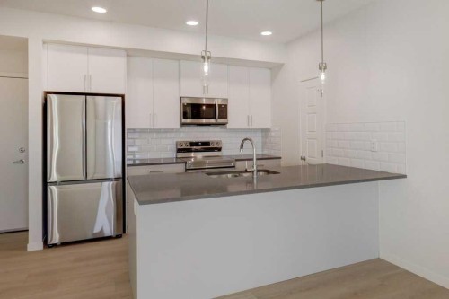 124-245 Edith Place Nw, Calgary, AB - Indoor Photo Showing Kitchen With Upgraded Kitchen