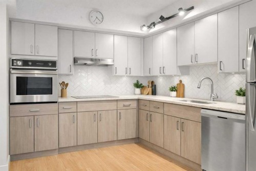 105-345 4 Avenue Ne, Calgary, AB - Indoor Photo Showing Kitchen With Upgraded Kitchen