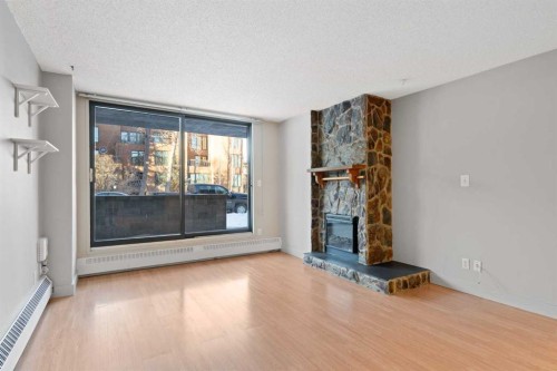 105-345 4 Avenue Ne, Calgary, AB - Indoor Photo Showing Living Room With Fireplace