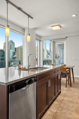 802-211 13 Avenue Se, Calgary, AB - Indoor Photo Showing Kitchen With Double Sink With Upgraded Kitchen