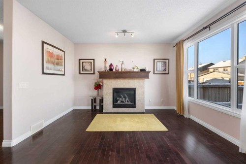 529 Saddlelake Drive Ne, Calgary, AB - Indoor Photo Showing Living Room With Fireplace