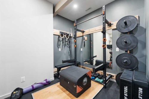 35 Aspenshire Drive Sw, Calgary, AB - Indoor Photo Showing Gym Room