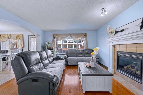 284 Hawkmere View, Chestermere, AB - Indoor Photo Showing Living Room With Fireplace