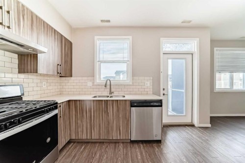 203-225 Redstone Walk Ne, Calgary, AB - Indoor Photo Showing Kitchen With Double Sink