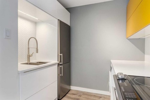 206-1513 26 Avenue Sw, Calgary, AB - Indoor Photo Showing Kitchen With Double Sink